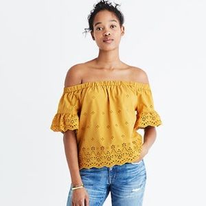 Madewell Golden Eyelet Off-the-Shoulder Top